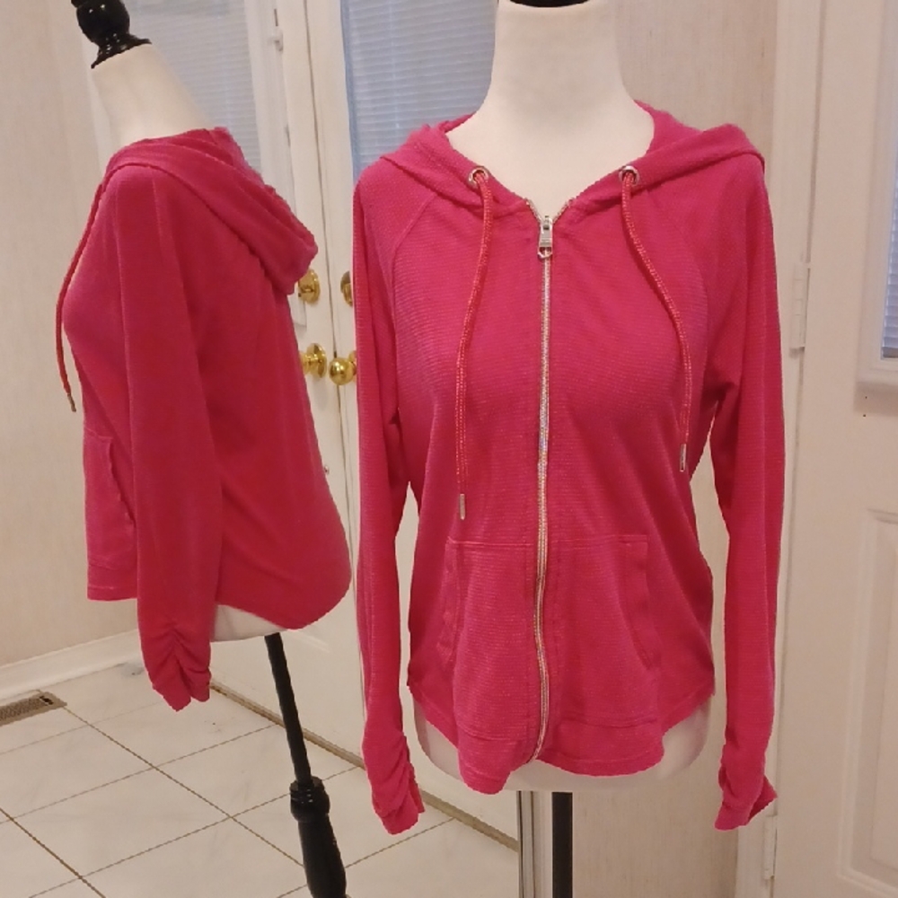 2/$80 Calvin Klein Pink Zippered Long Sleeve Hoodie - Size Small
